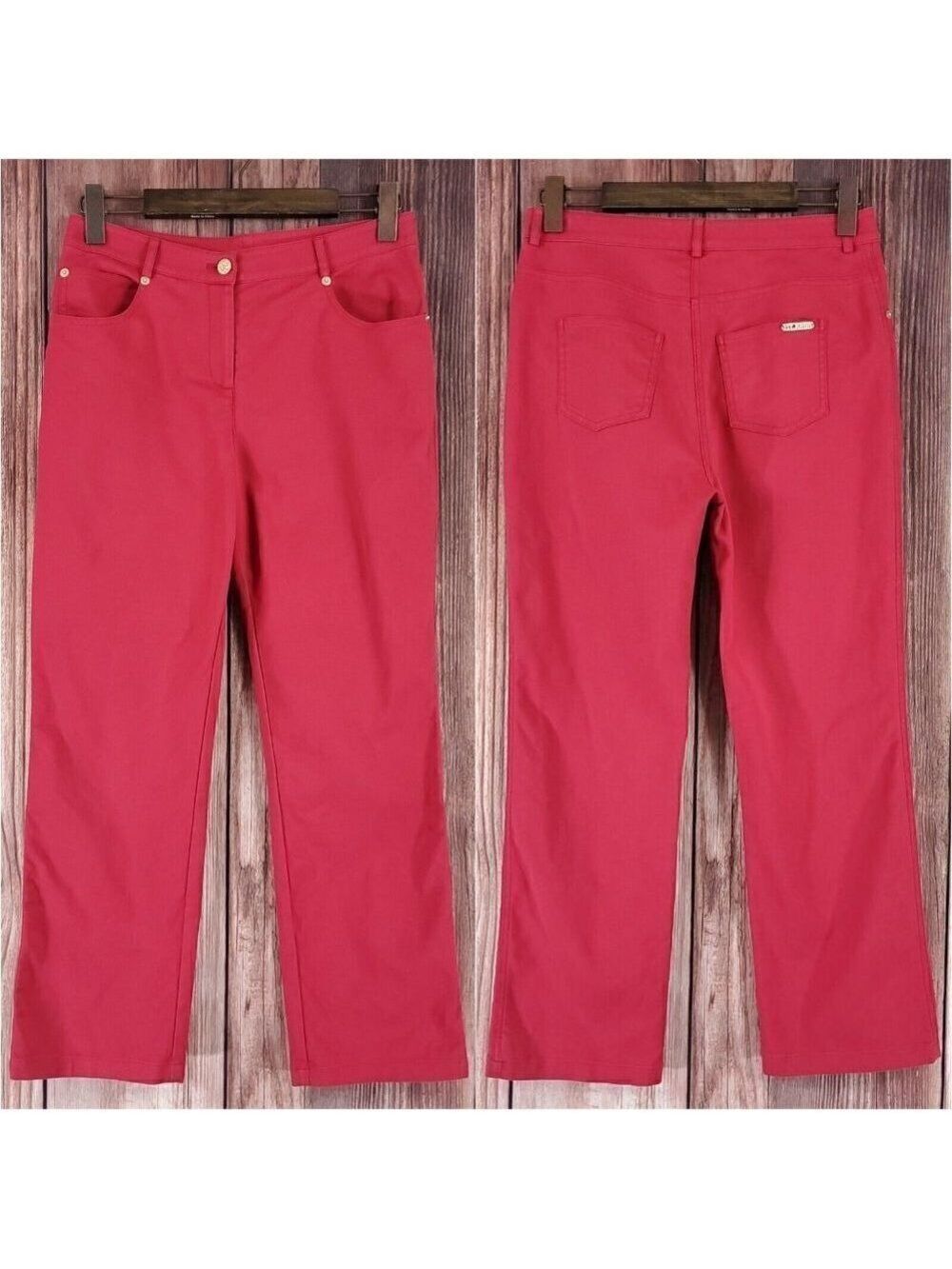 *Read Desc* St John Womens Size 4 Red 5 Pockets Straight Leg Pants Cotton Blend